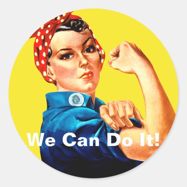 We Can Do It! Rosie the Riveter Runder Aufkleber (Vorderseite)