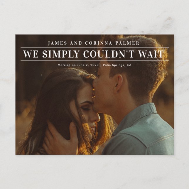 We could not wait wedding announcement postkarte (Vorderseite)