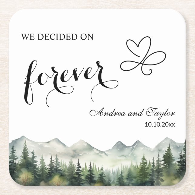 We decided on Forever Elegant Wedding Rechteckiger Pappuntersetzer (Vorderseite)