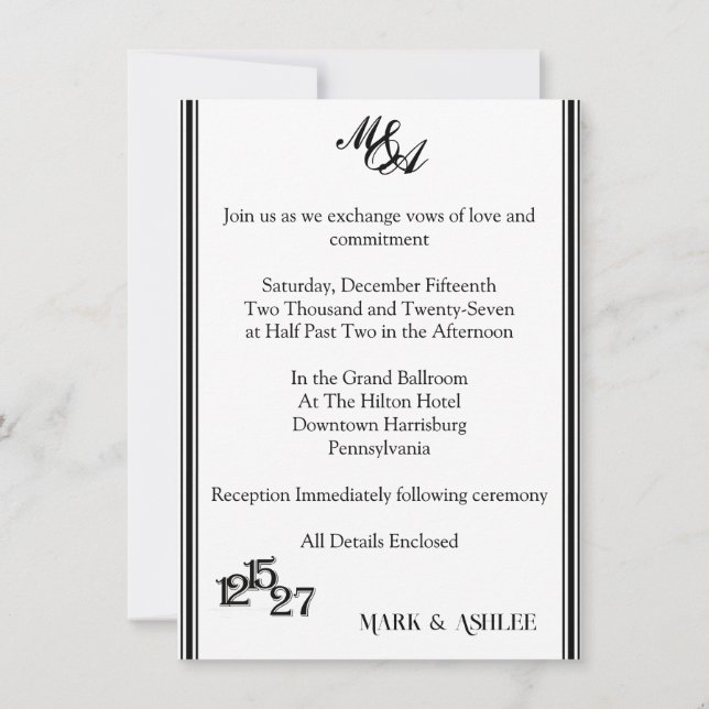 We Do, Black & White Wedding Invitation (Dos)