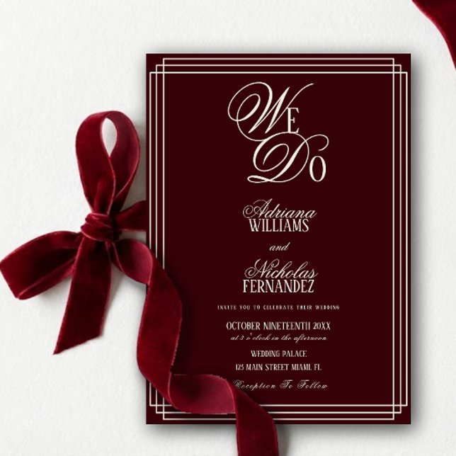 We Do Burgundy Old Money Wedding Einladung (Von Creator hochgeladen)