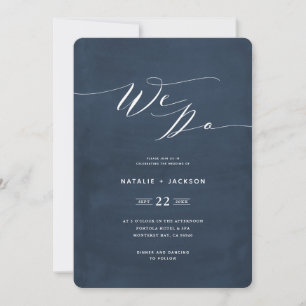 We Do navy bleu script texte élégant invitation de