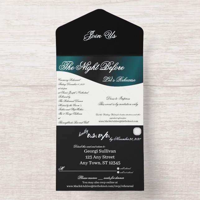 We Do Tuxedo Collection Rehearsal Dinner  All-in-One-Einladung (Innenseite)