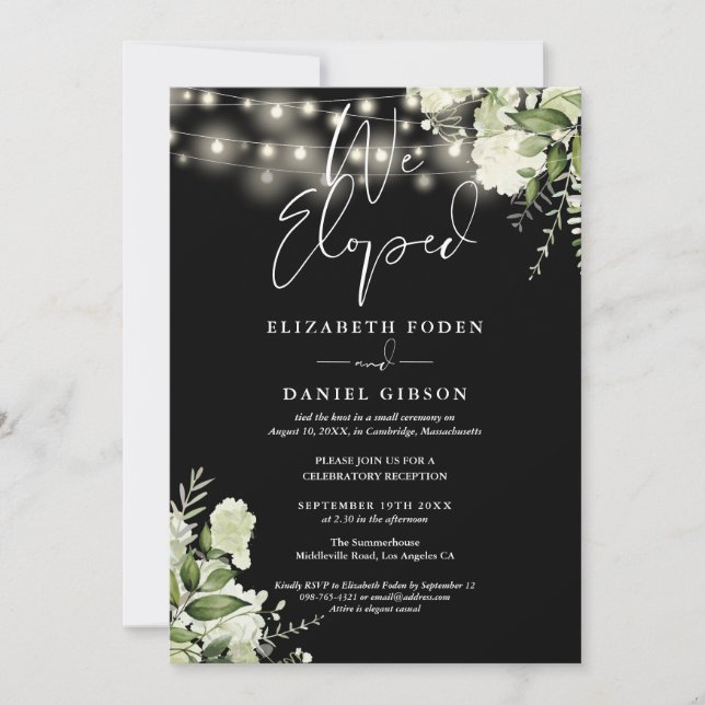 We Eloped Greenery Floral Wedding Vows Party Einladung (Vorderseite)