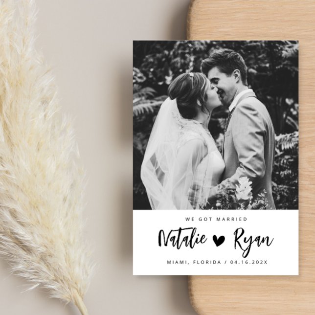 we got married black & white wedding announcement (Von Creator hochgeladen)