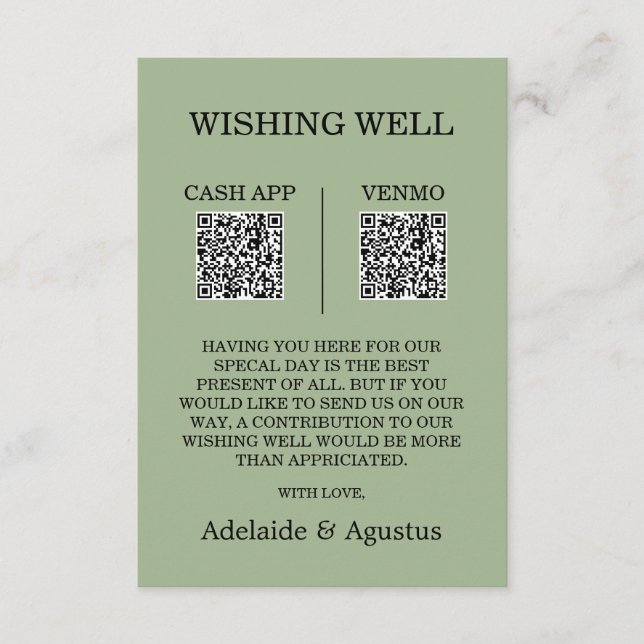 We Got Married Wishing Well Green Wedding Begleitkarte (Vorderseite)