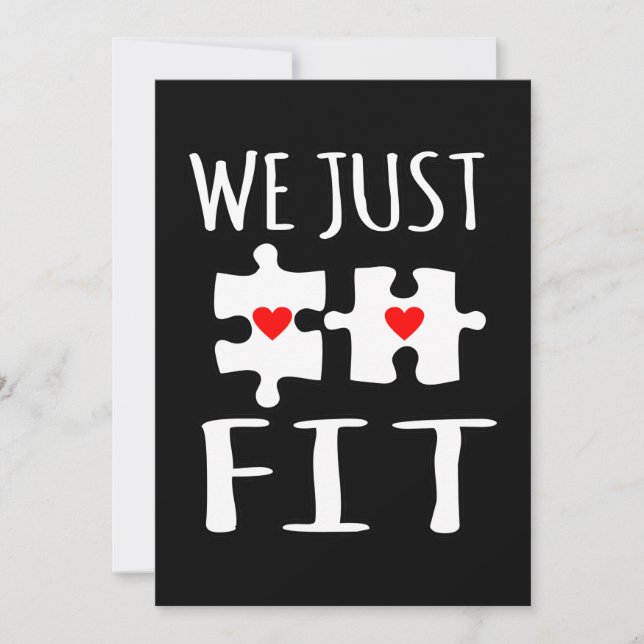 We Just Fit Valentine Romantic Valentines Day Coup Dankeskarte (Vorderseite)