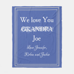 "We Liebe You GRANDPA" Individuelle Name Blau und Fleecedecke