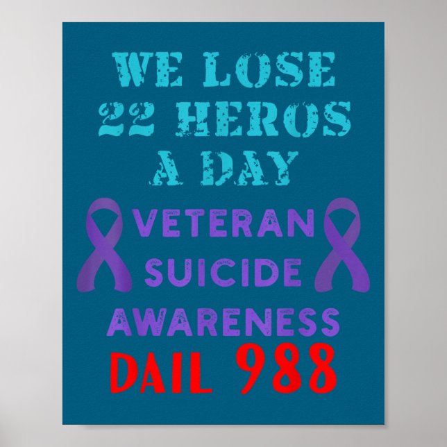 We Lose 22 Heros A Day Veteran Suicide Prevention  Poster (Vorne)