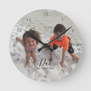 We Love You Dad Kids Photo Fathers Day Runde Wanduhr
