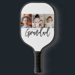 We Love You Grandad Custom Photo gift Collage Pickleball Schläger<br><div class="desc">Serve up smiles with this heartfelt custom photo collage pickleball paddle for Grandad — a perfect blend of fun, family, and love! Featuring three of your favorite photos and the message “We Love You Grandad”, this personalized paddle is a sentimental yet practical gift for the world’s best Grandad. Whether he’s...</div>