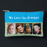 We love you grandma 4 photo blue green zubehörtasche<br><div class="desc">Celebrate Grandma with a sweet and personal “We Love You Grandma” accessory pouch—the perfect custom gift for birthdays, Mother’s Day, or just because. This personalized photo pouch features space for four favorite photos, letting you showcase cherished family memories in a stylish, practical way. Ideal as a makeup bag, travel pouch,...</div>
