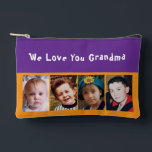 We love you grandma 4 photo orange purple zubehörtasche<br><div class="desc">Celebrate Grandma with a sweet and personal “We Love You Grandma” accessory pouch—the perfect custom gift for birthdays, Mother’s Day, or just because. This personalized photo pouch features space for four favorite photos, letting you showcase cherished family memories in a stylish, practical way. Ideal as a makeup bag, travel pouch,...</div>