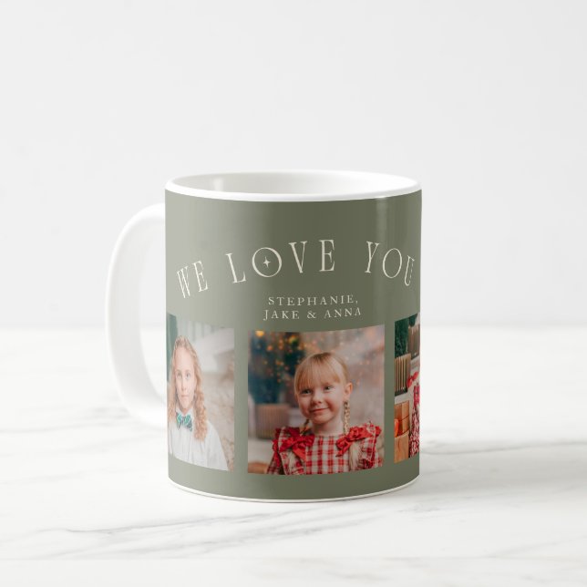 We Love You Grandma 4-Photo Sage Green Kaffeetasse (Vorderseite Links)