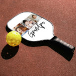 We Love You Grandpa Custom Photo gift Collage Pickleball Schläger<br><div class="desc">Serve up smiles with this heartfelt custom photo collage pickleball paddle for Grandpa — a perfect blend of fun, family, and love! Featuring three of your favorite photos and the message “We Love You Grandpa”, this personalized paddle is a sentimental yet practical gift for the world’s best grandpa. Whether he’s...</div>