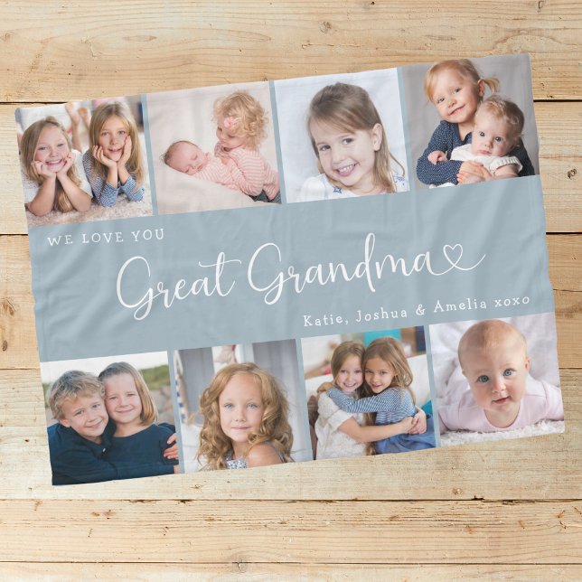 We Love You Great Grandma Photo Collage Heart Fleecedecke (Von Creator hochgeladen)