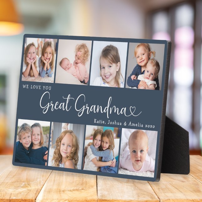 We Love You Great Grandma Photo Collage Heart Fotoplatte (Von Creator hochgeladen)