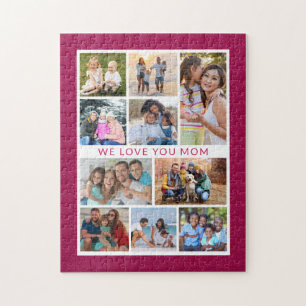 We Love You Mom 10 Photo Collage Pink Glitter