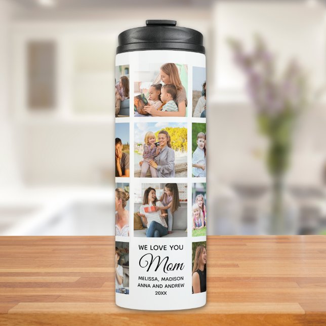 We Love You Mom Collage Photos, Gift for Mom Thermosbecher (Von Creator hochgeladen)
