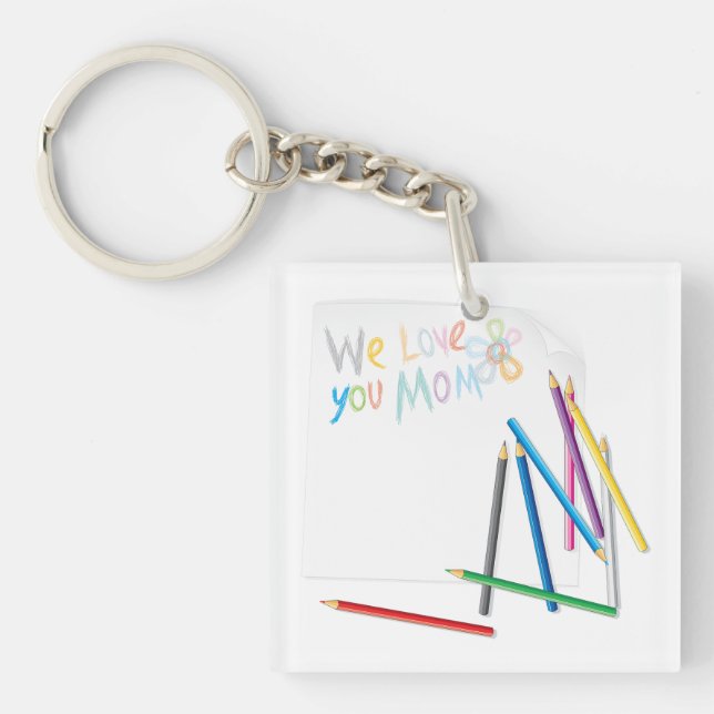 We Love You Mom Hand-Drawn Crayon Art (Devant)