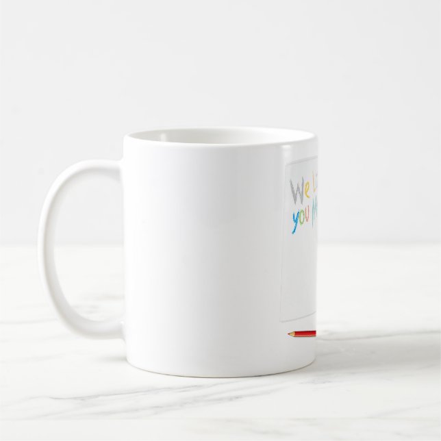 We Love You Mom Hand-Drawn Crayon Art Kaffeetasse (Links)