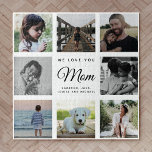 WE LOVE YOU MOM Modern Family Foto Collage<br><div class="desc">We love you,  Mom: For the Best Mom Ever in your life a modern,  trendy instagram family foto collage square puzzle with modern script typography and your personal name and message.</div>