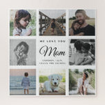WE LOVE YOU MOM Modern Family Foto Collage<br><div class="desc">We love you,  Mom: For the Best Mom Ever in your life a modern,  trendy instagram family foto collage square puzzle with modern script typography and your personal name and message.</div>