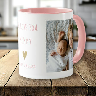 We Love You Mummy 2 Photo Personalised Pink Tasse