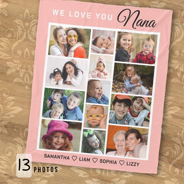 We Love You Nana Grandchildren 13 Photo Collage   Fleecedecke (Von Creator hochgeladen)