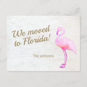 We Moved To Florida Flamingo Postcard Postkarte