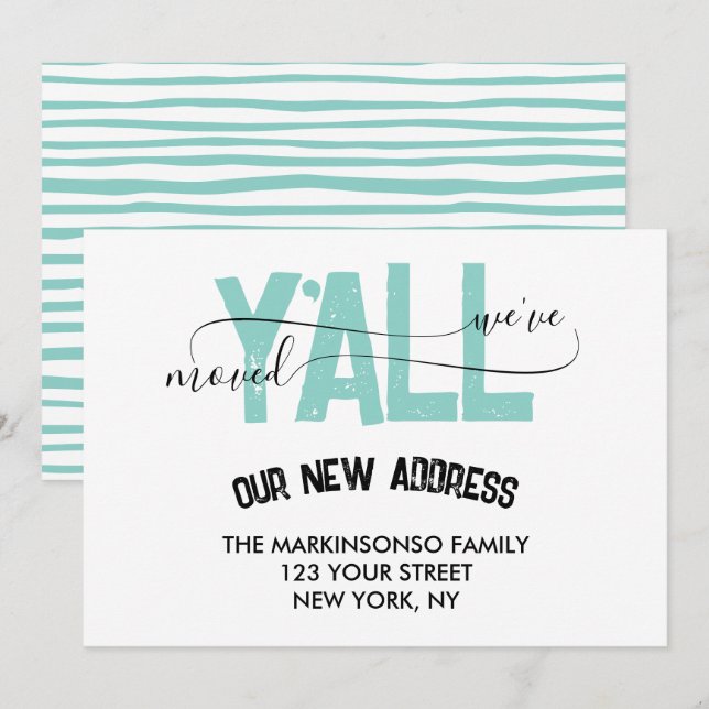 We Moved Y'all Moving Announcement Einladung (Vorne/Hinten)