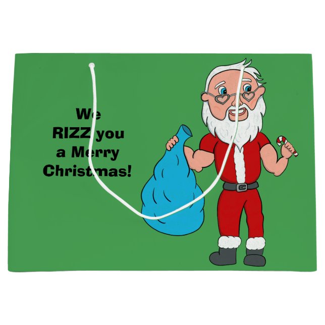 We Rizz You a Merry Christmas Custom Santa Große Geschenktüte (Vorderseite)