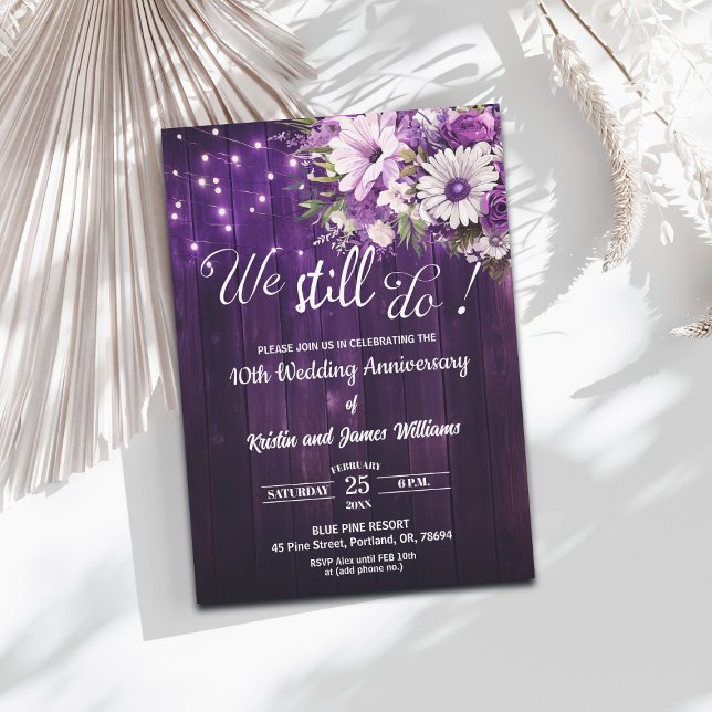 We Still Do 10th Wedding Anniversary String Lights Einladung (Von Creator hochgeladen)