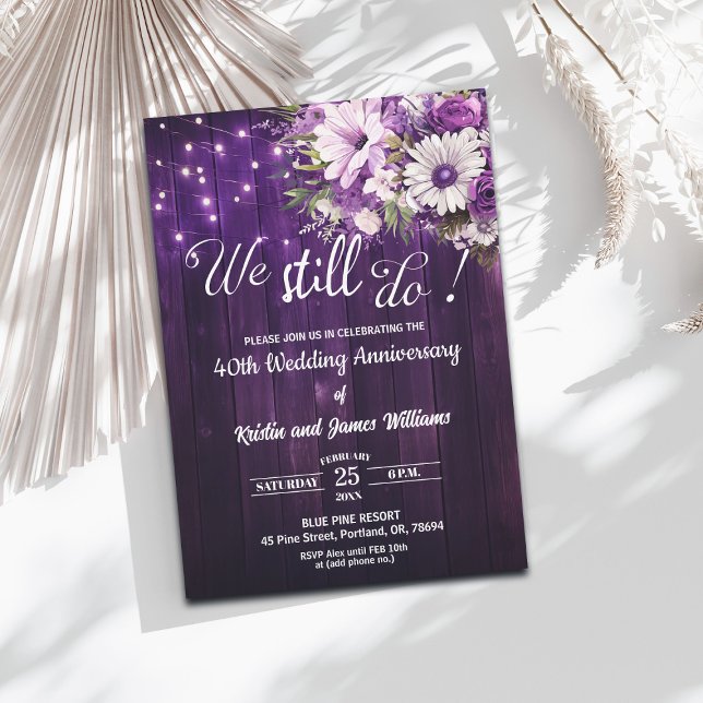 We Still Do 40th Wedding Anniversary String Lights Einladung (Von Creator hochgeladen)
