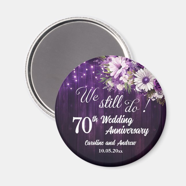 We Still Do 70th Wedding Anniversary String Lights Magnet (Vorderseite/Rückseite)