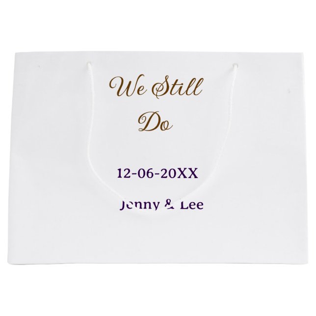 We still do brown pink name date year boho retro s große geschenktüte (Vorderseite)