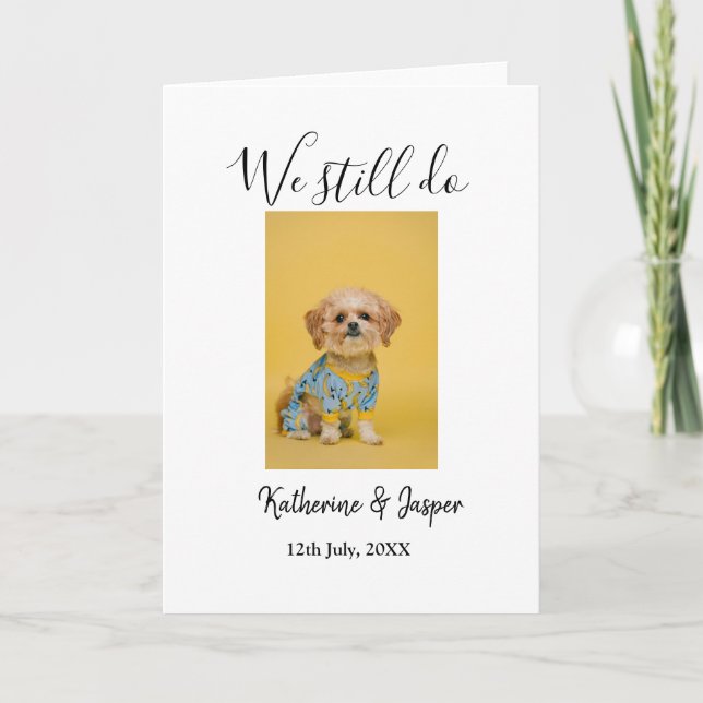 We still do couple name pet dog photo date simple  karte (Vorderseite)