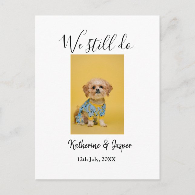 We still do couple name pet dog photo date simple  postkarte (Vorderseite)