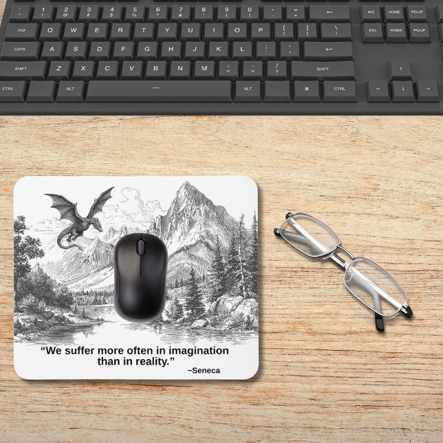 "We Suffer More in Imagination" – Stoic Quote Mousepad (Seneca Stoic Quote Mousepad)