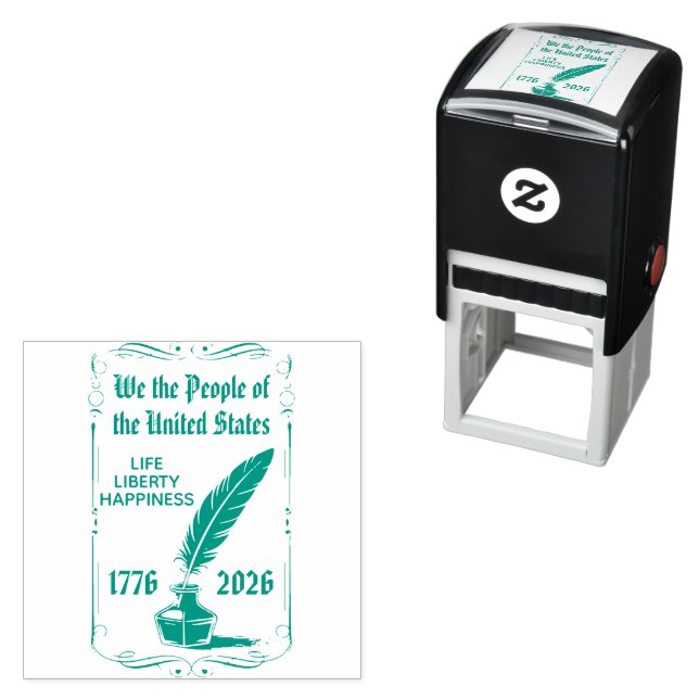 We the People 1776–2026 Quill Anniversary Art Permastempel (Beispiel)