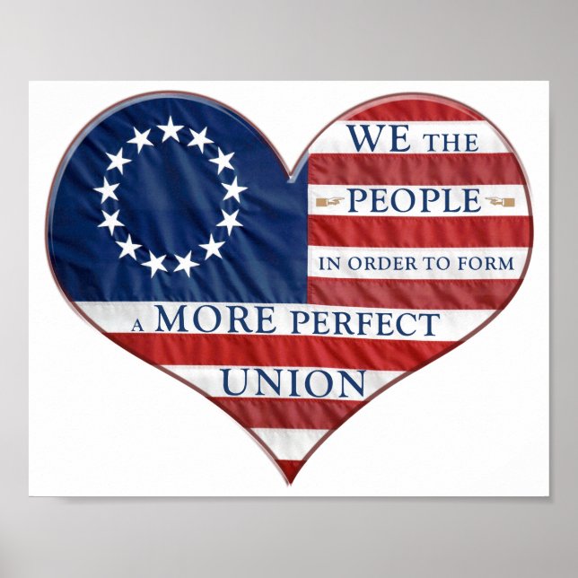We The People American Flag Heart Poster (Devant)