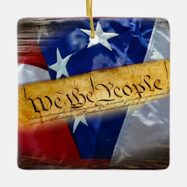 We The People American Flag Keramikornament (Vorderseite)