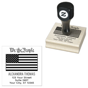 #We the People USA American Flag Name Address Gummistempel