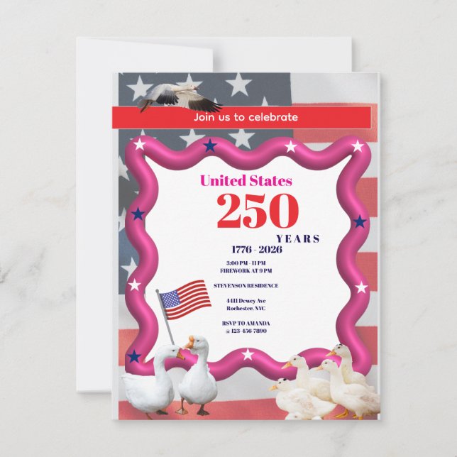 We The Silly Geese 250th Funny Celebration Dankeskarte (Vorderseite)