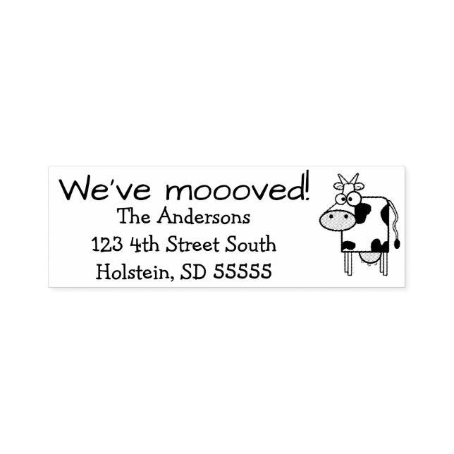"We ve mooved" & Funny Milk Cow neue Adresse Permastempel (Design)