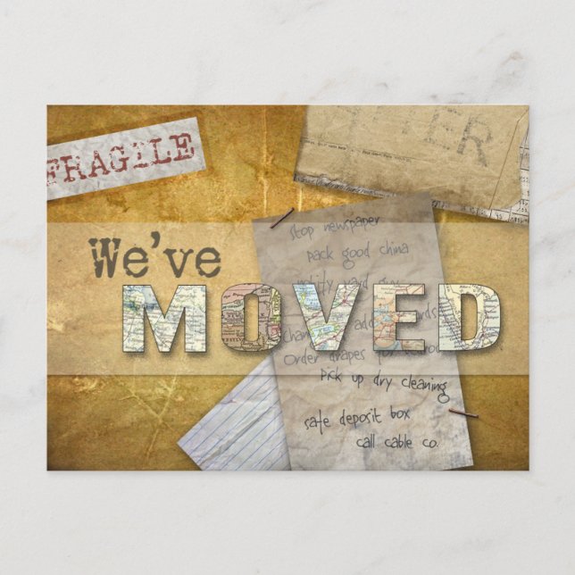 "We ve Moved" Änderung der Adresse Postkarte (Vorderseite)