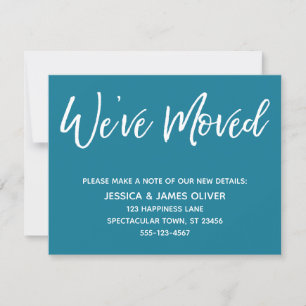 "We ve Moved" Moderne Handschrift Mosaic Blue Card Einladung