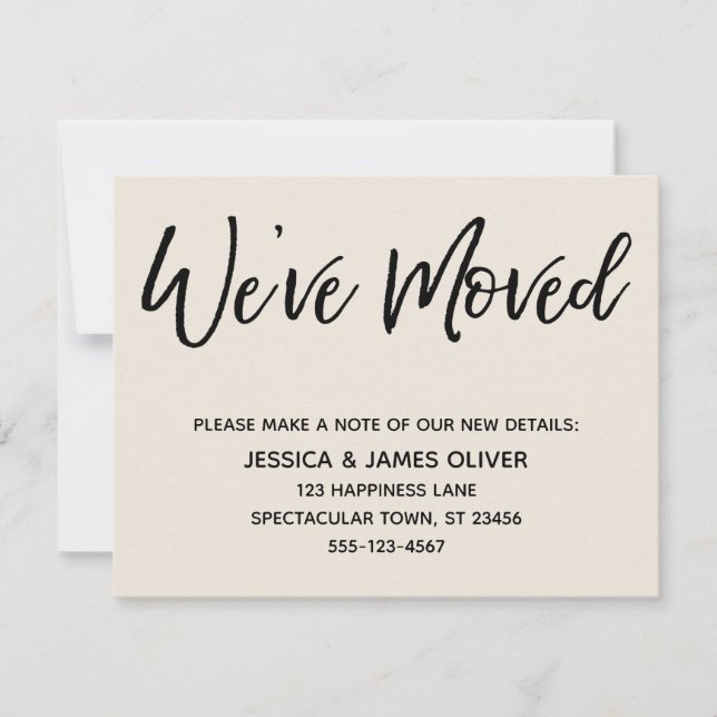 "We ve Moved" Moderne Handschriftencreme-Karte Einladung (Vorderseite)