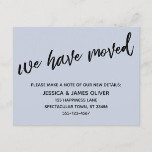 "We ve Moved" Moderne Handwriting Dusty Blue Card Einladung
