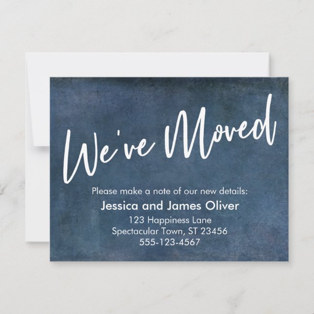 "We ve Moved" Typografy Grunge Navy Ankündigung (Vorderseite)